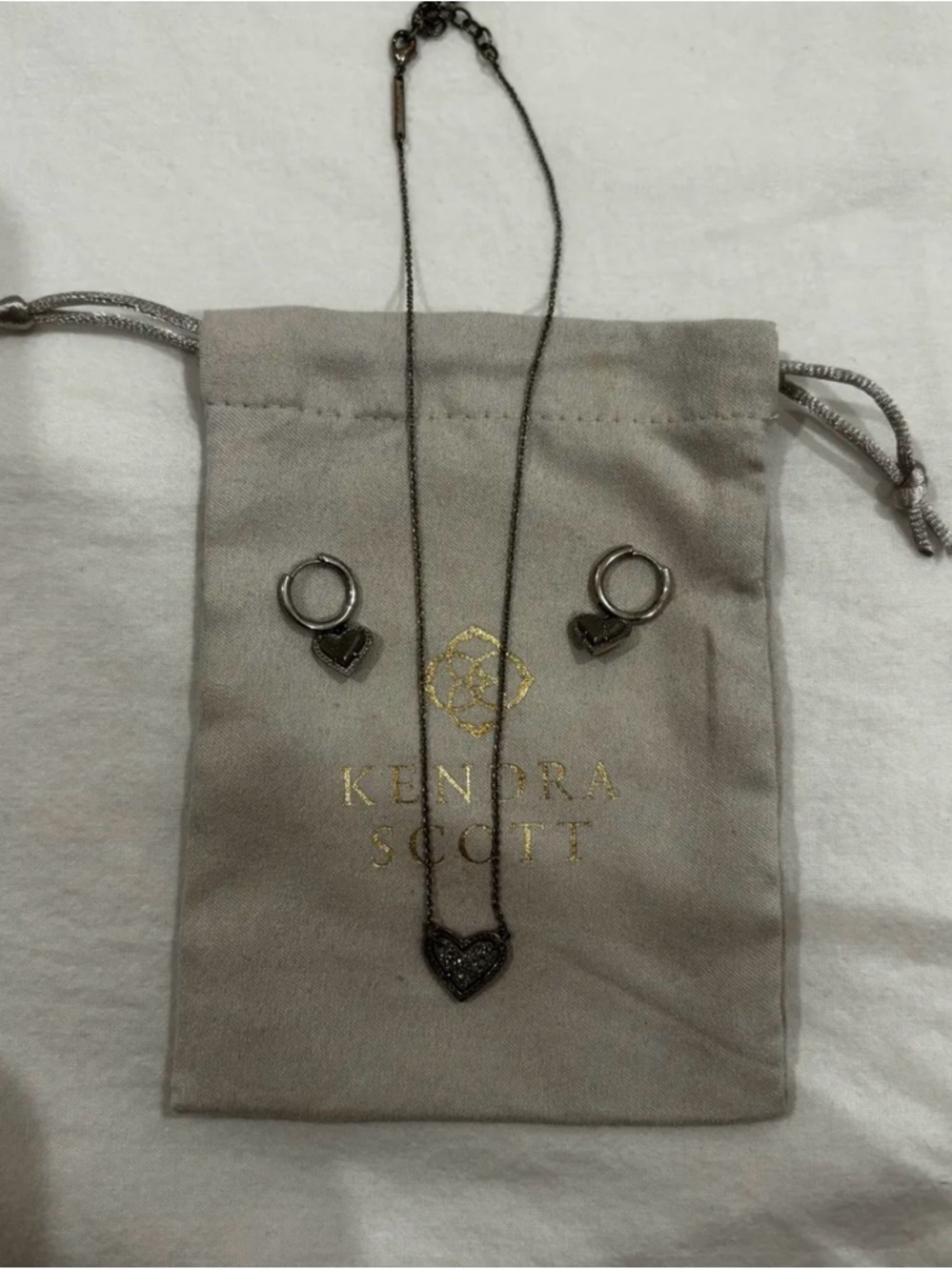 Kendra Scott Heart Pendant Necklace with Matching Earings